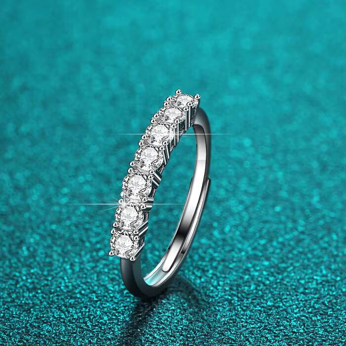 Vvs Clarity Moissanite Diamond Ring Super Flashing S925 Silver Trendy Jewelry Open Adjust Rings for Lady Wedding Gift