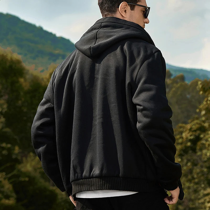 Winter Warm Sherpa Lined Coat for Men Heavyweight Plush Fleece Jackets Outwear Long Sleeve Zip Up Hoodie Sweatshirt Tops Outfits 251023