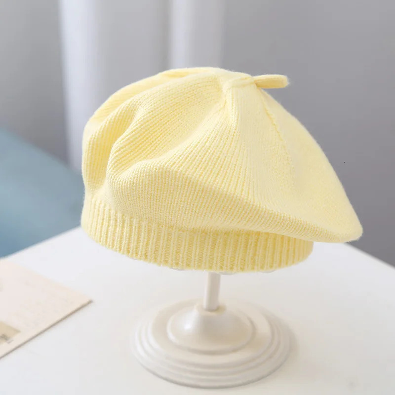 winter candy colors wool beret caps Children girl thick keep warm French artist Pumpkin hat Kids Beanie Headwear 251023