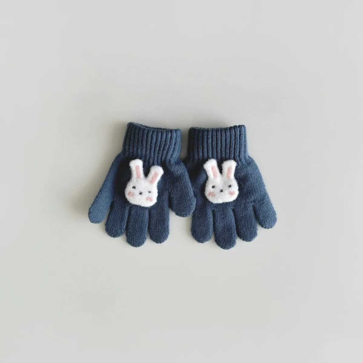Cartoon Childrens Gloves 36 Years Autumn and Winter Fashion Girls Boys Knitted Warm Fivefinger Gloves Cute Rabbit Y251024