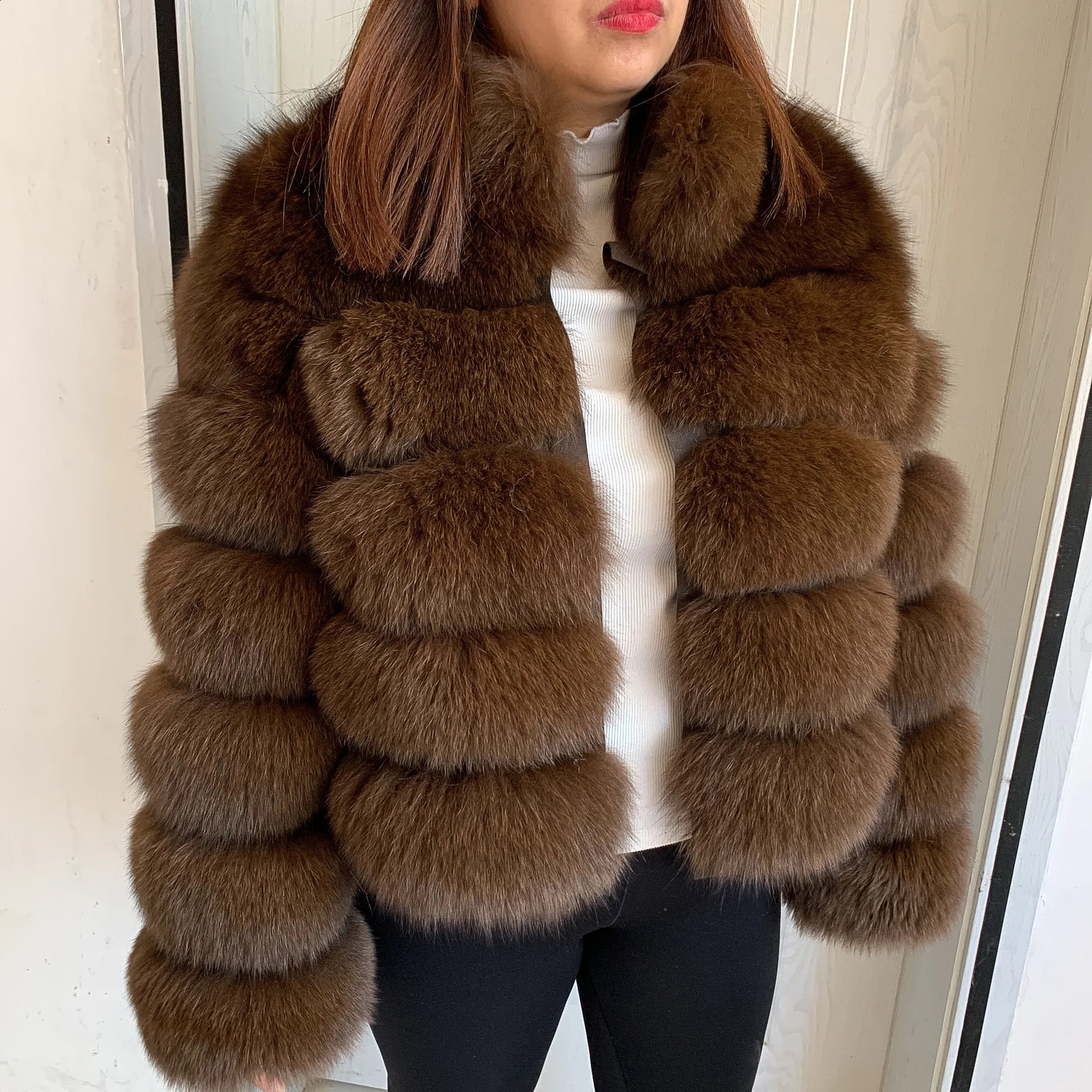 Women Real Fur Coat Womens Winter Warm Natural Jacket with Stand Neck n Fashion Raccoon 251018