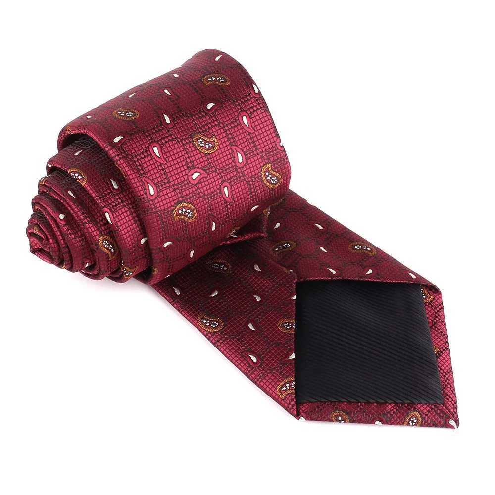 Mens Classic Striped Ties Jacquard Woven Wine Color Neck Tie Formal Party Gro Suit Necktie For Wedding Paisley Neck Ties Y251024