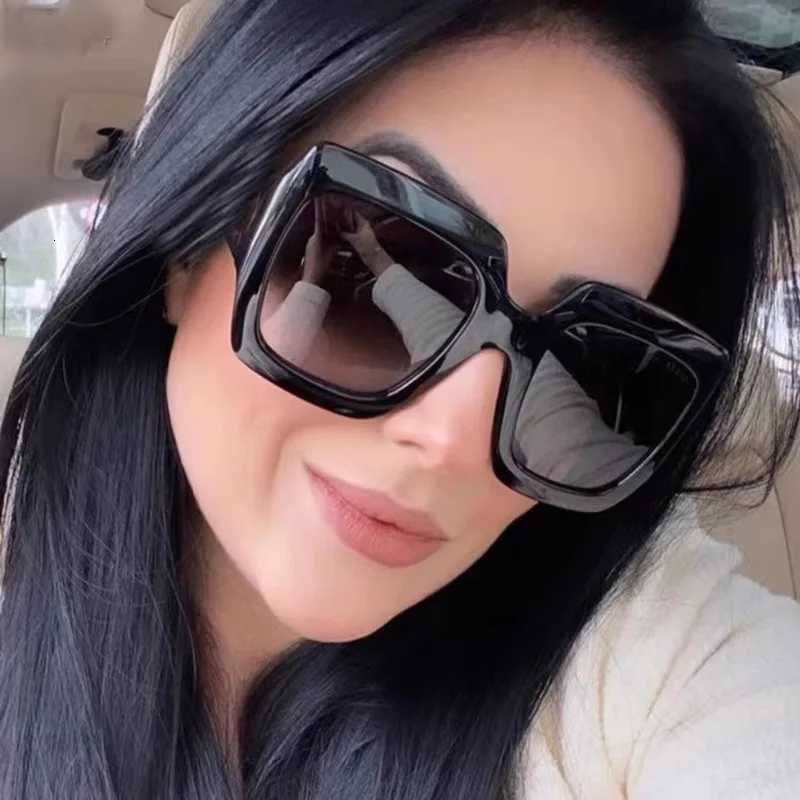 Fashion Women Oversize Sunglasses Gradient Retro Luxury Brand Designer Square Sun Glasses Female Trending Shades UV400 EyeglasT251024