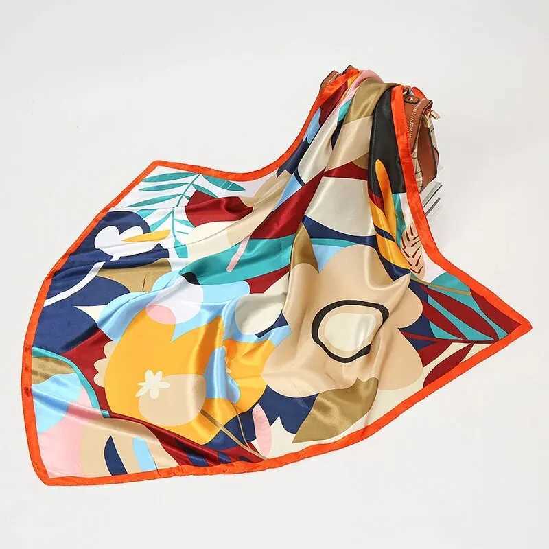 wer Print Bandana Square Scarf Silk Like ral Scarves Square Satin Hair Scarf Banda For Wen 9090CM Y251024