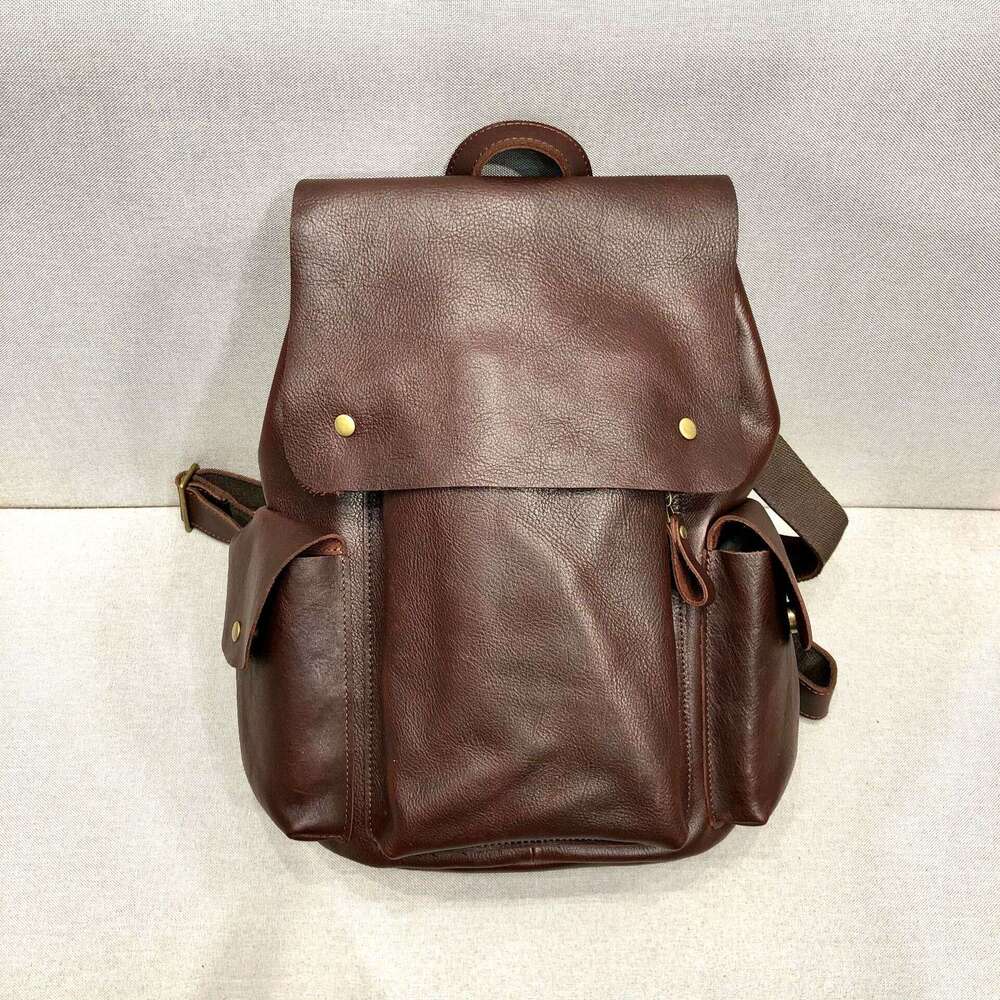 Genuine Leather Handmade Top Layer Cowhide Unisex Backpack Large Capacity High Quality European and American style