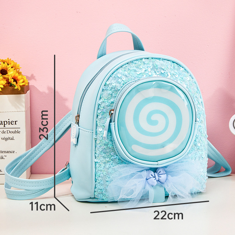 New designer fashionable girl backpack, casual travel lollipop backpack, LED light cute princess children's backpack