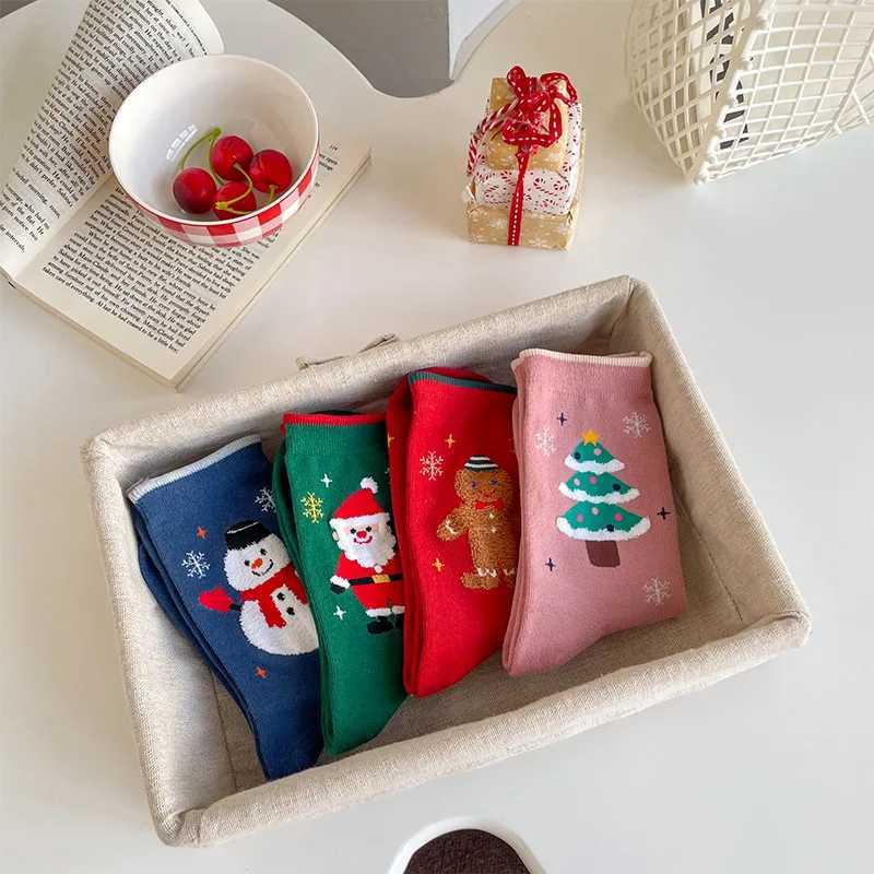 24 Pairs of Christmas Stockings for Autumn and Winter Snowman Christmas Tree Comfortable and Breathable Socks J251024