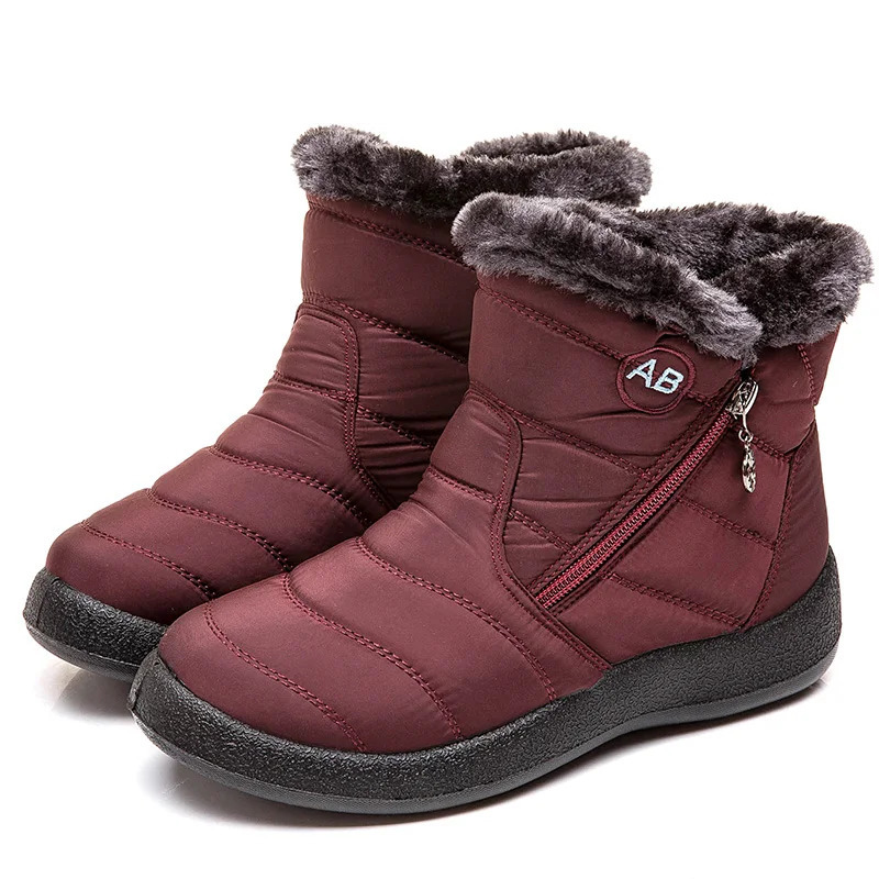 Boots Womens Ankle Boots With Fur Waterproof Snow Botas Mujer Elegant Winter Shoes For Woman Winter Boots Casual Black Footwear251020