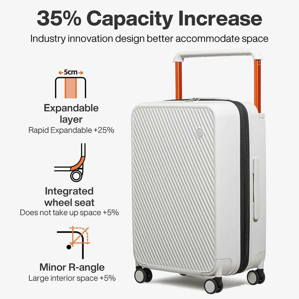 MIXI Expandable Carry On Luggage Lightweight Large Capacity Wide Handle PC Travel Suitcases Spinner Wheels TSA Lock 20 24 InchW251024