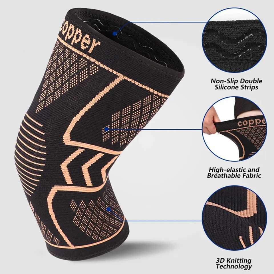 Copper Knee Support Pad Braces for Arthritis Joint Pain Relief Compression Knee Sleeve for Sports Fitness Workout Running UnisexW251024