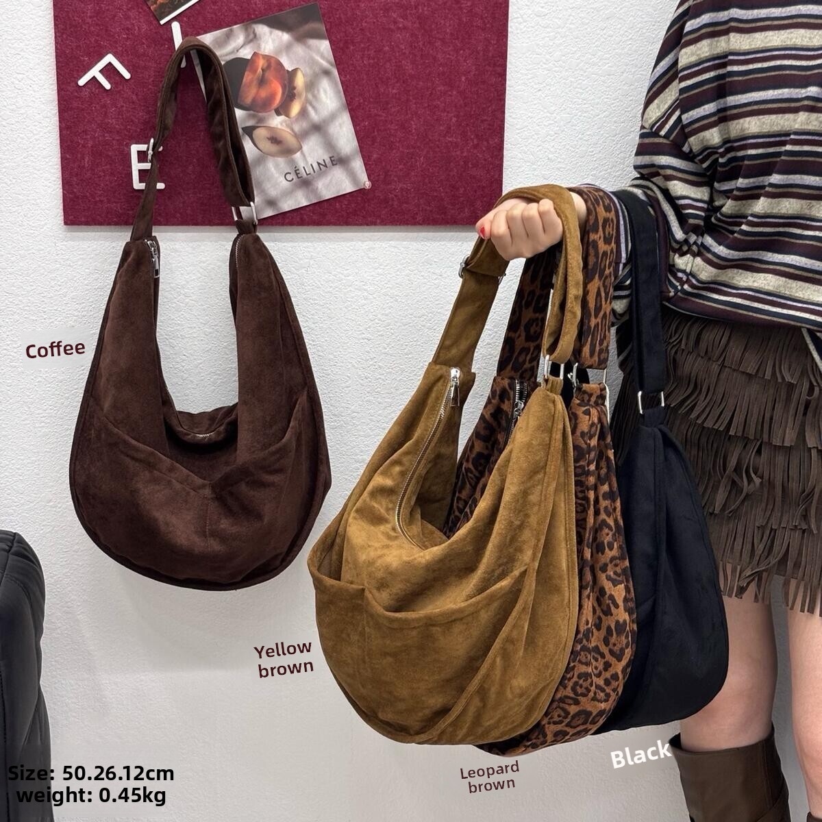 2025 Autumn Winter Suede Dumpling Korean Niche Design Maillard Matte Single Shoulder Crossbody Underarm Bag