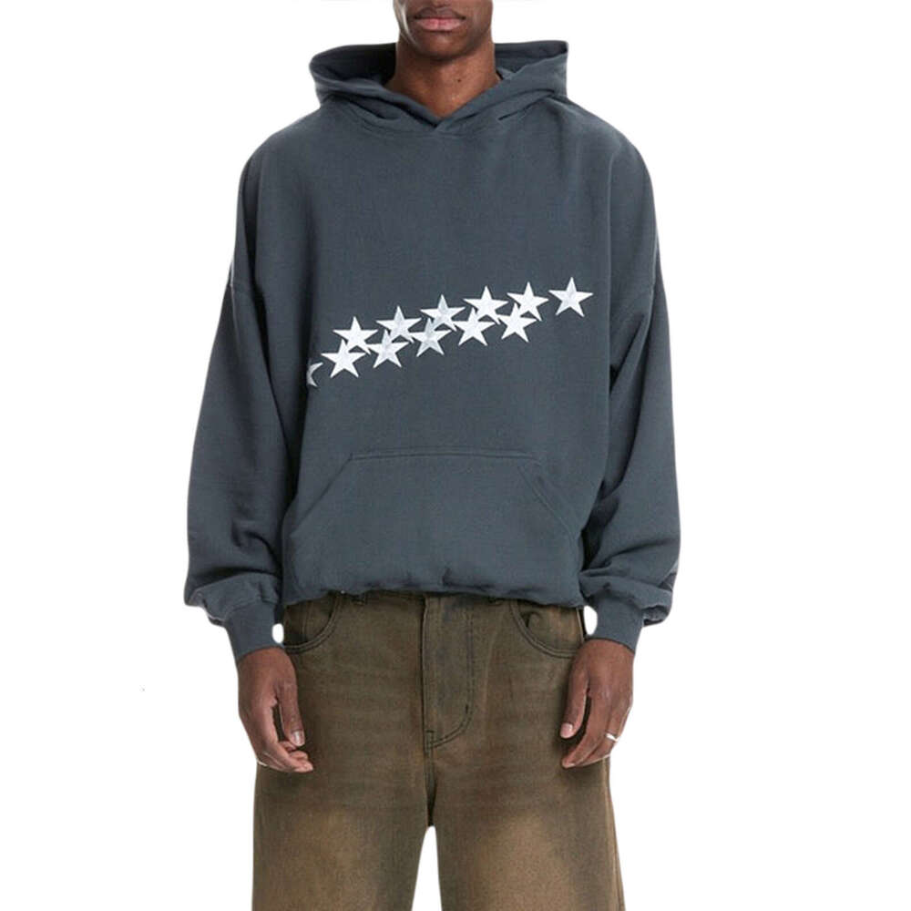 Y2K Spring New Star Letter Embroidery Street Trend Hoodie Loose Unisex Pullover Sweatshirt