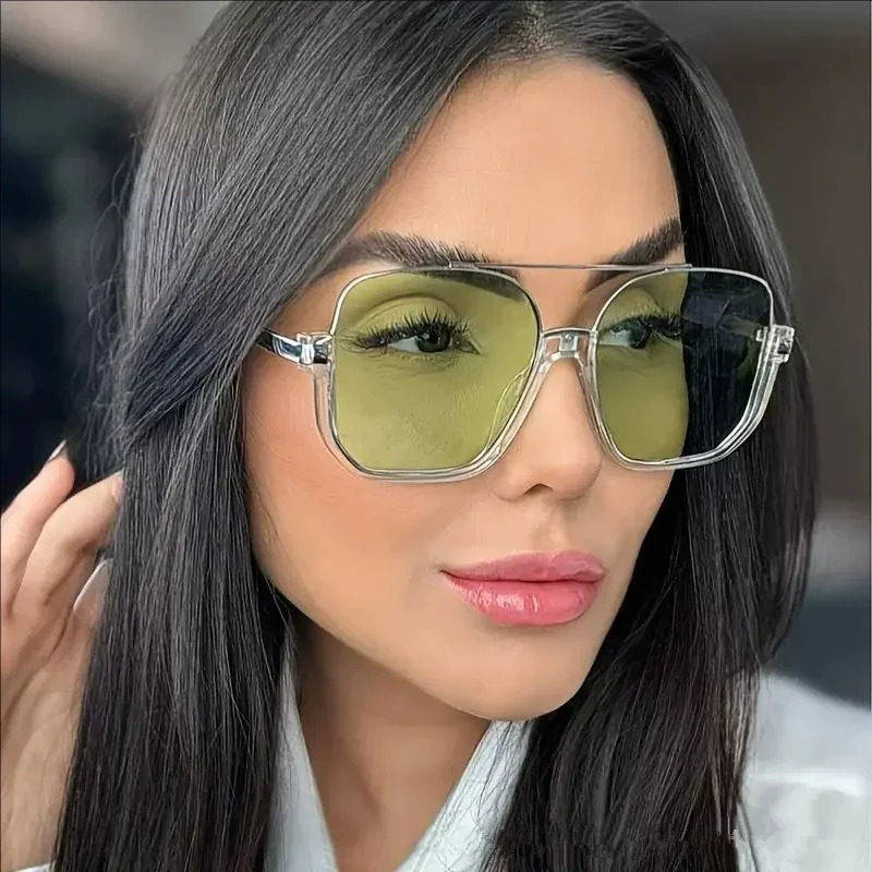 Vintage Oversized Square Sunglasses Fashion Men Women Shades Eyewear Trendy Glasses UV400 Sun Glasses 251023