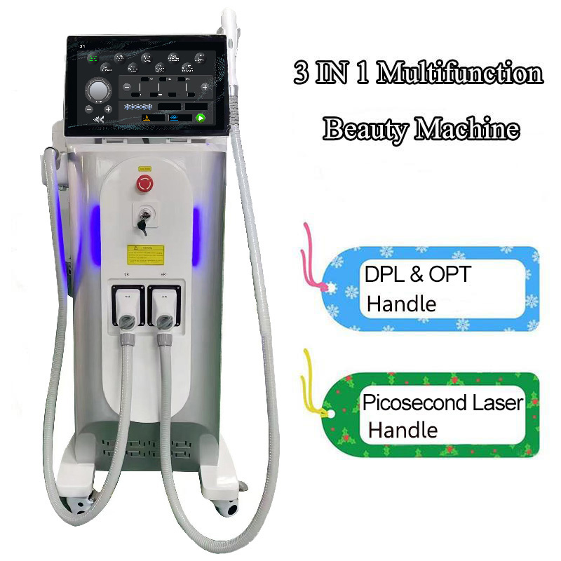 Nd yag laser elight ipl hair removing machine picosecond tattoo q switch e light rf wrinkle removal spa device 3 in 1