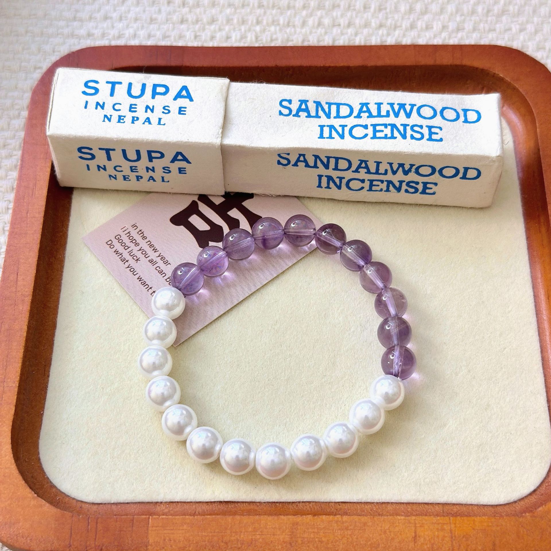 Natural Soft Pink Quartz Crystal Bracelet with Single Strand Pearl for Women