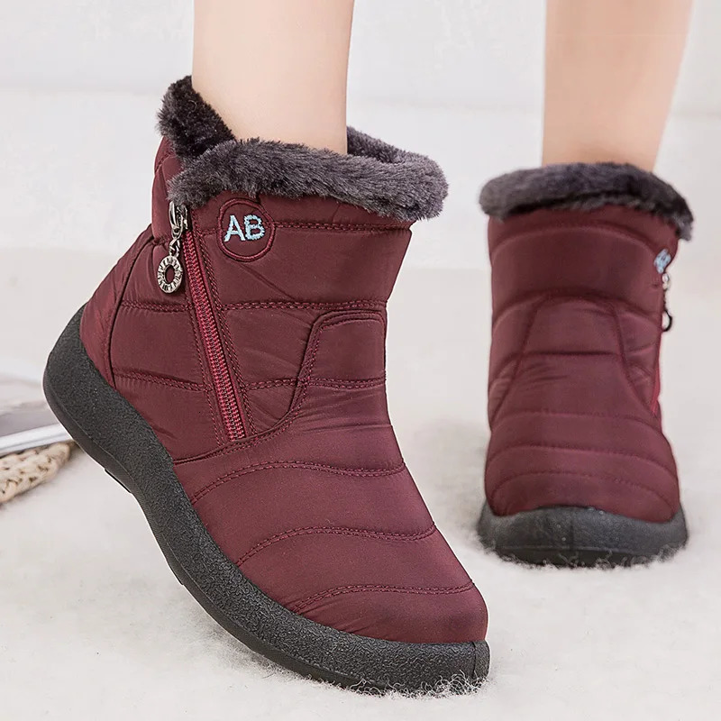 Boots Womens Ankle Boots With Fur Waterproof Snow Botas Mujer Elegant Winter Shoes For Woman Winter Boots Casual Black Footwear251020