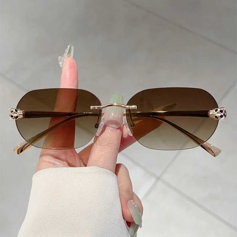 KAMMPT Rimless Oval Sunglasses Men New Fashion Vintage Gradient Casual Shades Women Trendy Luxury Brand Design Decor Sun GlassesT251024