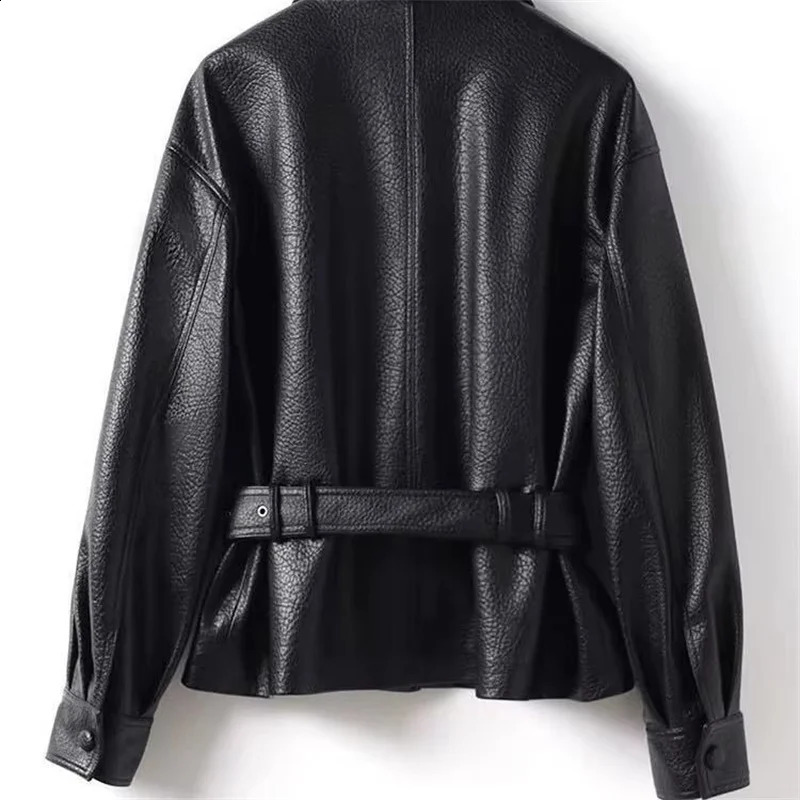 High Quality Womens PU Leather Jacket Autumn Artificial Leather Coat Fashion Ladies Motorcycle Leather Jackets Tops 251020
