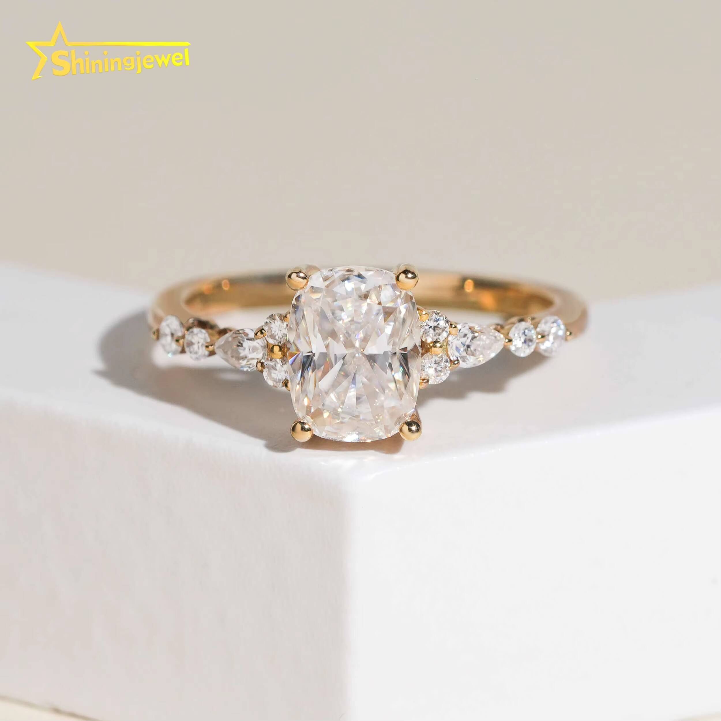 Romantic 10K Solid Gold Ring for Women Marquise Cut Moissanite Diamond Engagement Wedding Rings Fashion Moissanite Women Ring