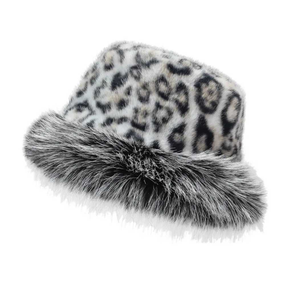 New Faux Fur Fluffy Fur Bucket Hat Thickened Lined with Fleece Plush Fisherman Hat Warm Trapper Winter Warm Hat Snowy DayL251024