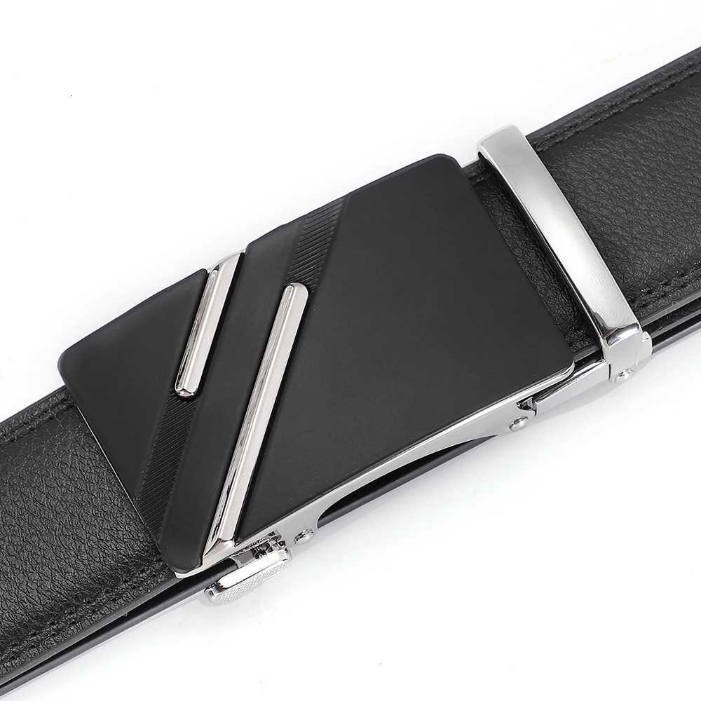 Mens Genuine Leather Ratchet Belt Luxury Automatic Buckle Dress Casual Belt Adjustable Black or Brown W251024