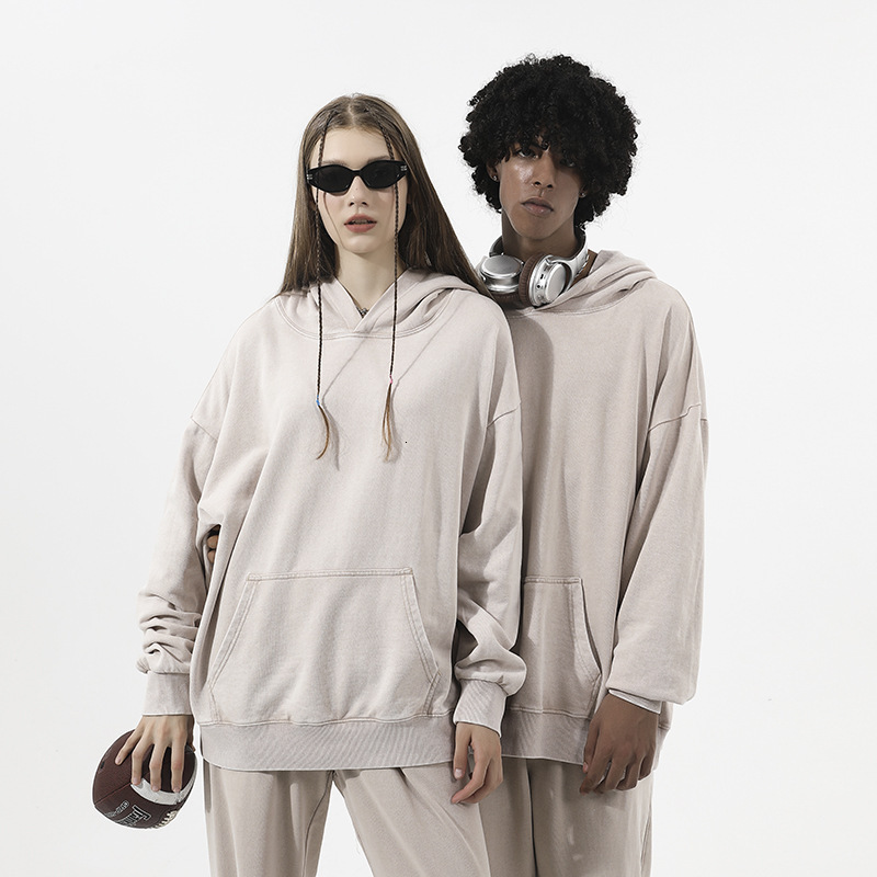 350g 80% Cotton Vintage Hooded Sweatshirt Designer Hoodie Jacket Tracksuit Men Polo Veste Coat Drop Shoulder Retro Washed Large Terry Hoodie Oversize