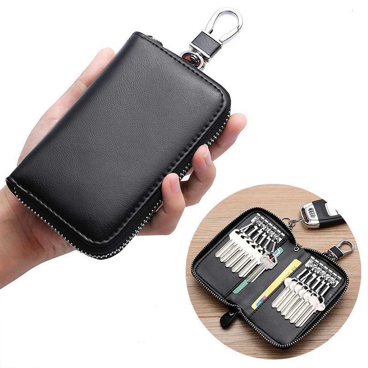 Portable PU Key Bag For Mens Waist Trailer Remote Control Key Protection Cover All Inclusive With Zipper Key Storage Organizer Z251023