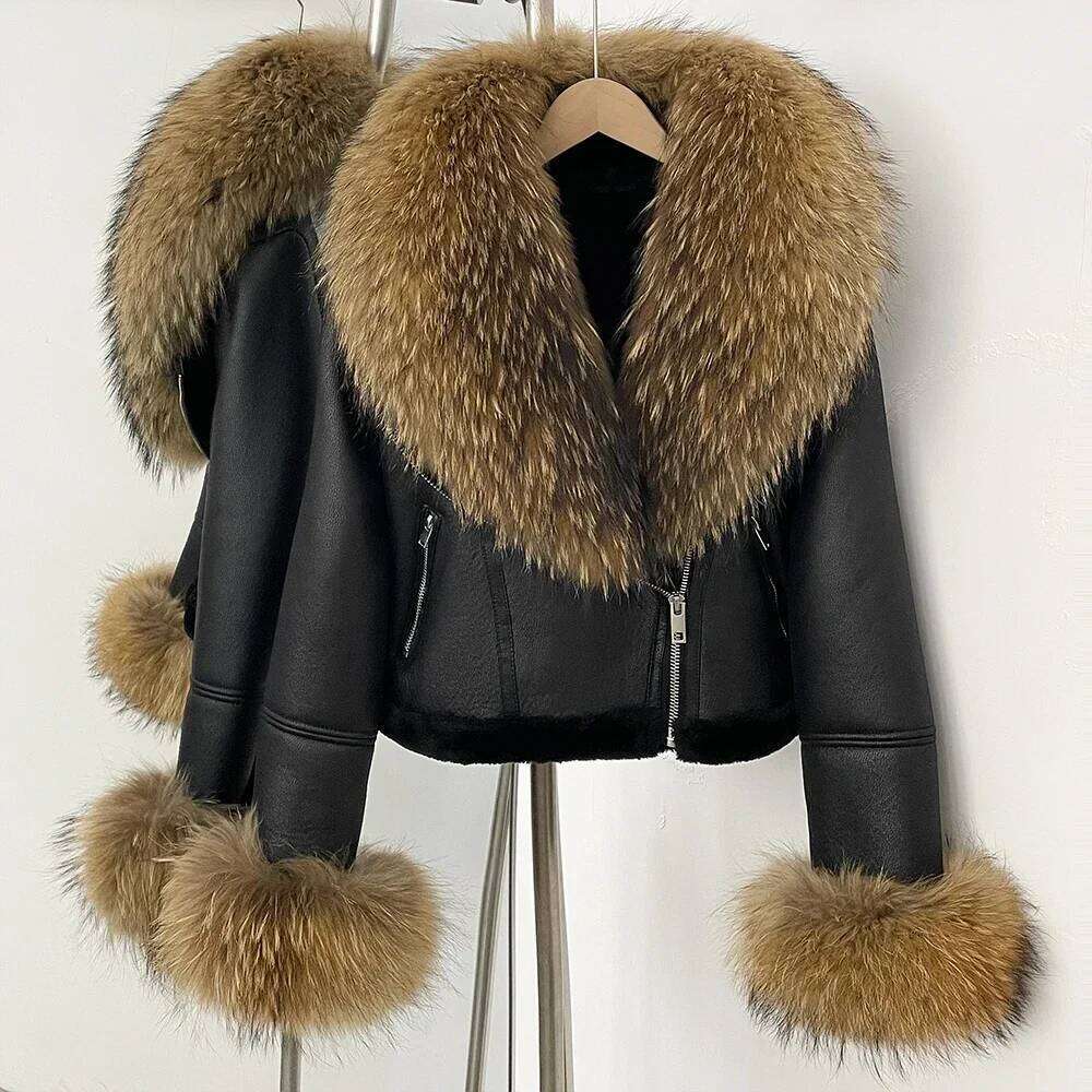 Reality Winter Real Cuffs Clothes Women Short Faux Leather Fake Inner Jacket Female Thick Warm Coat