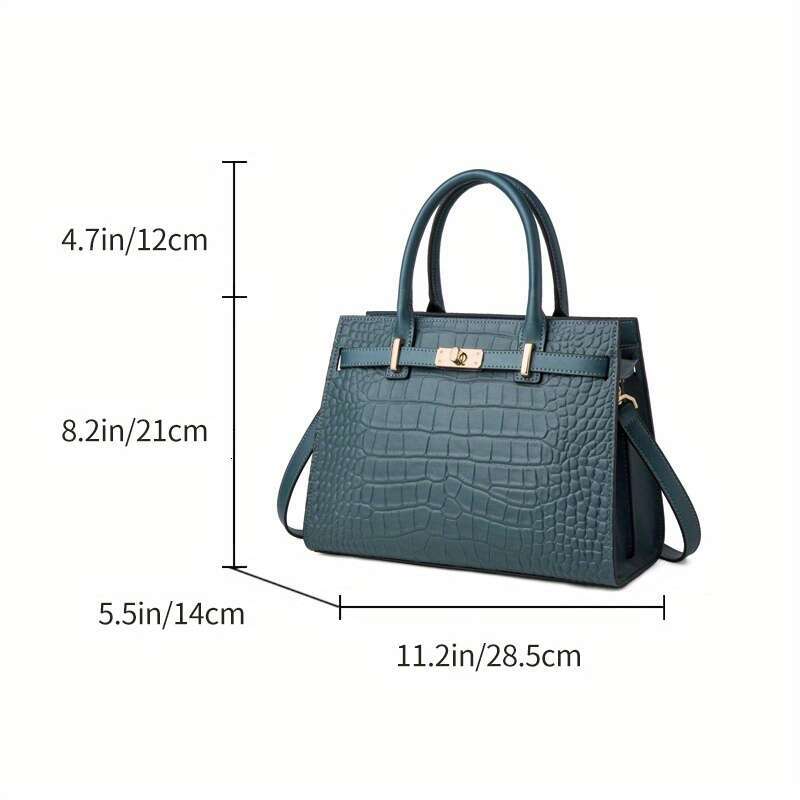 Zooler Handbag ZOOLER Women's Genuine Alligator-Texture Handbag Elegant Golden-Tone Hardware & Adjustable Crossbody/Handbag Strap, Zipper Closure