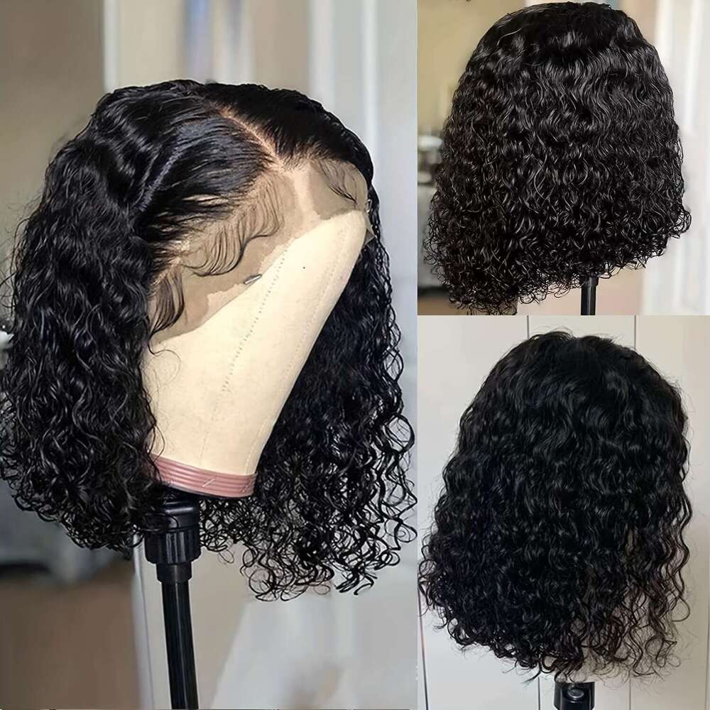 Wig Human Hair Glueless 13x4 Front Pre Plucked for Women 150% Density Mongolian HD Kinky Curly Bob Lace Frontal Wigs Wet and Wave
