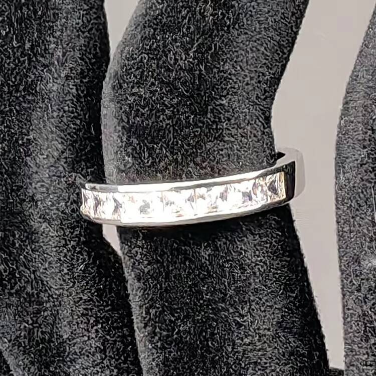925 Sterling Silver Fine Jewelry GRA Radiant VVS Moissanite Eternity Band Ring for Women Men Wedding Anniversary