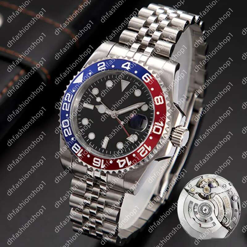 Pepsi gmt batman mens watch batgirl man watches 40mm 3285 movement 904l jubilee bracelet ceramic bezel black dial root beer Left-handed Male wristwatch