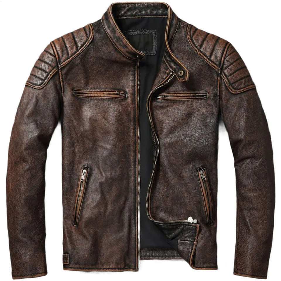 Men Imatition Leather Retro Stand Collar Jacket PunkStyle Coat Motorcycle Clothe 251023