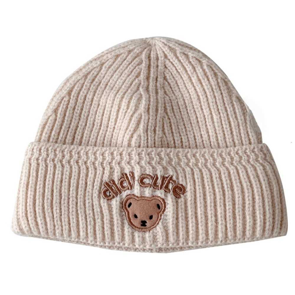 New Cartoon Bear Baby Hat Cute Childrens Warm Knitted Cap Soft Winter Earmuff Hat Baby and Toddler Beanie MINISO Baby GiftsL251024