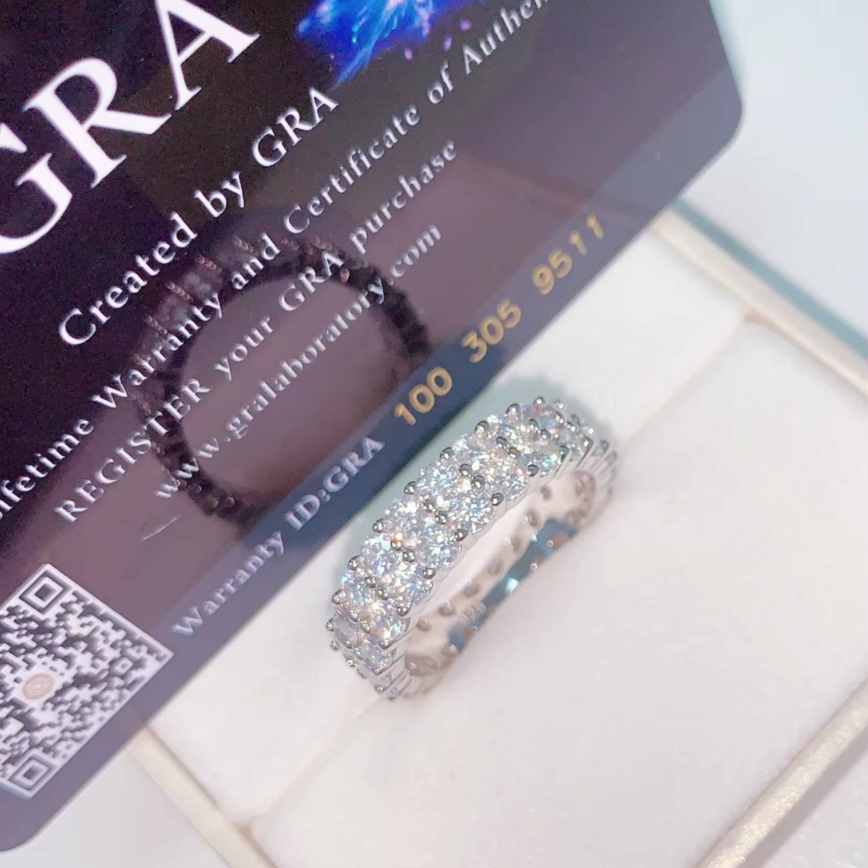 Full Eternity Ring Moissanite 3mm 2 Row Engagement Ring for Men Pass Diamond Fine Jewelry 925 Silver Band Ring