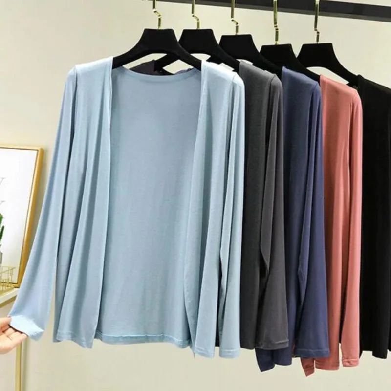 Autumn Summer Sun Protection Clothing Women Modal Cardigan Ladies Shawl Outerwear Female Long Sleeve Cardigans Women Thin Coat 251013
