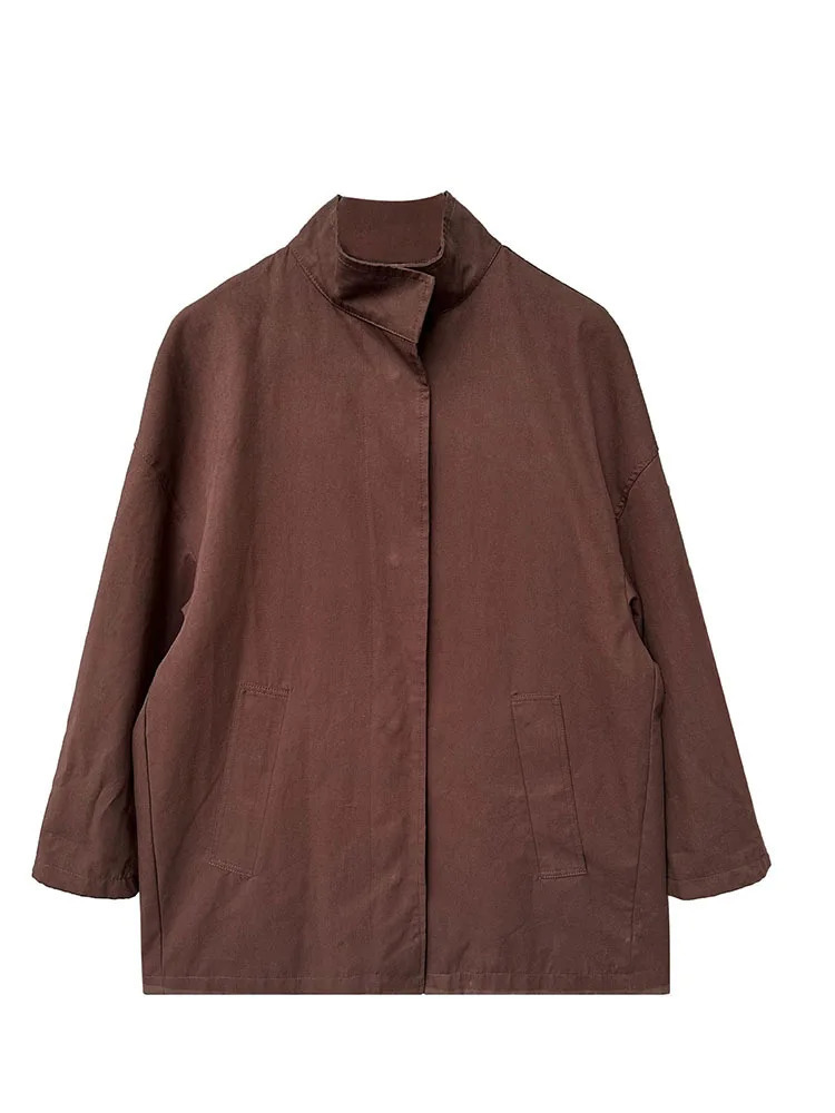 LANMREM Temperament Short Trench For Women Lapel Single Breasted Solid Color Pockets n Coat Spring 2Z2225 251021