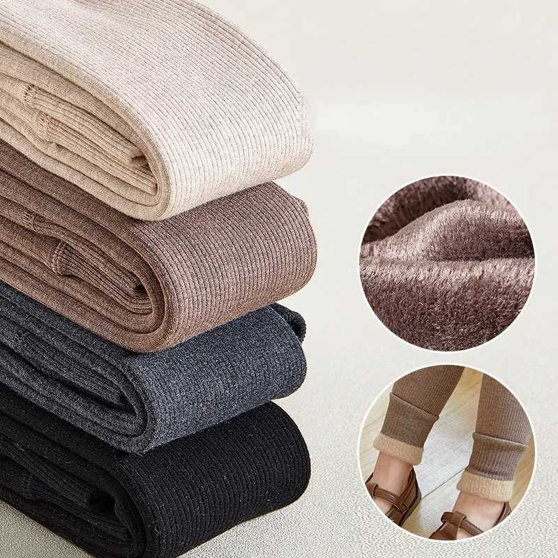 Kids Thermal Leggings Girls FleeceLined Thickened Cotton Pants Autumn Winter Warm Versatile Base Layer OuterwearT251024