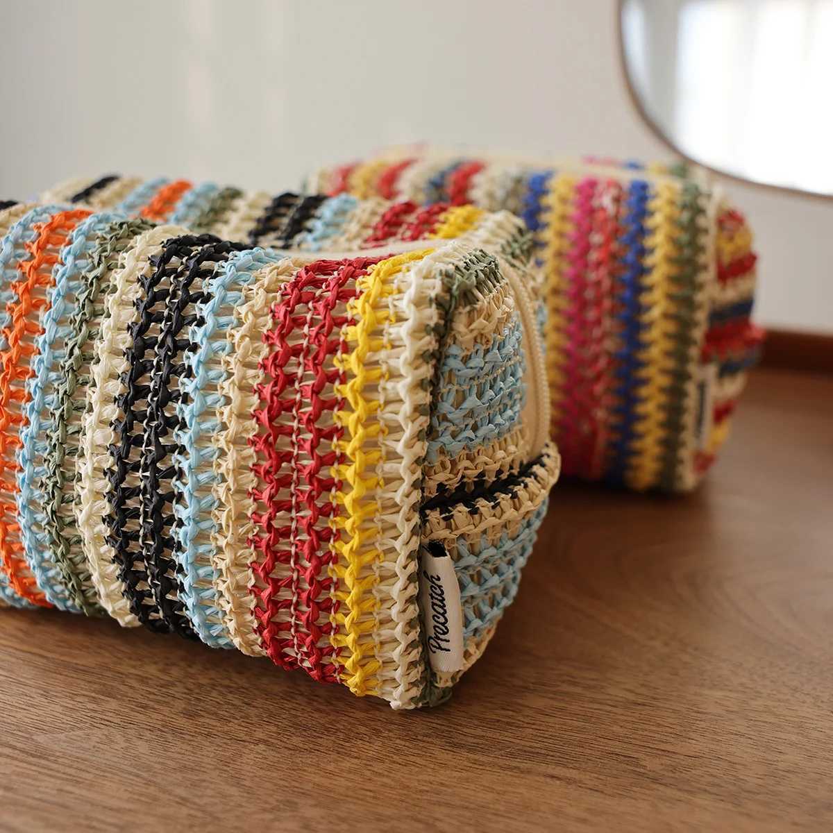Colorful Knitted Cosmetic Bag TravelFriendly Handbag Toiletry Pouch Womens Cosmetics Skincare Organizer OntheGo BaginBagT251024