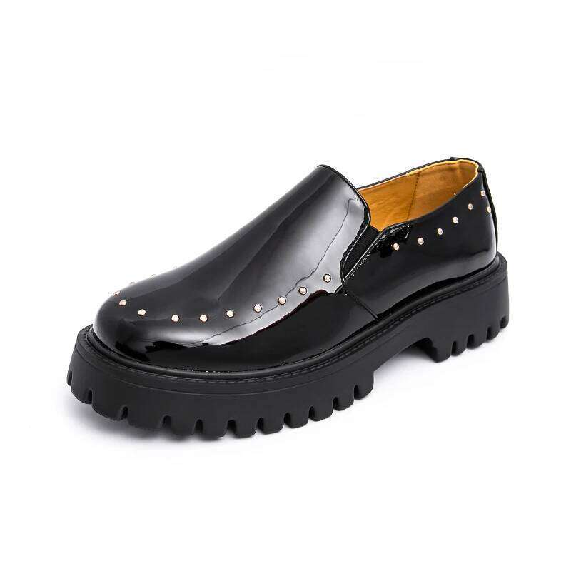 Patent Men Dress Brand Handmade Fashion Platform Elegant Leather Wedding Oxfords Height Increasing Shoes