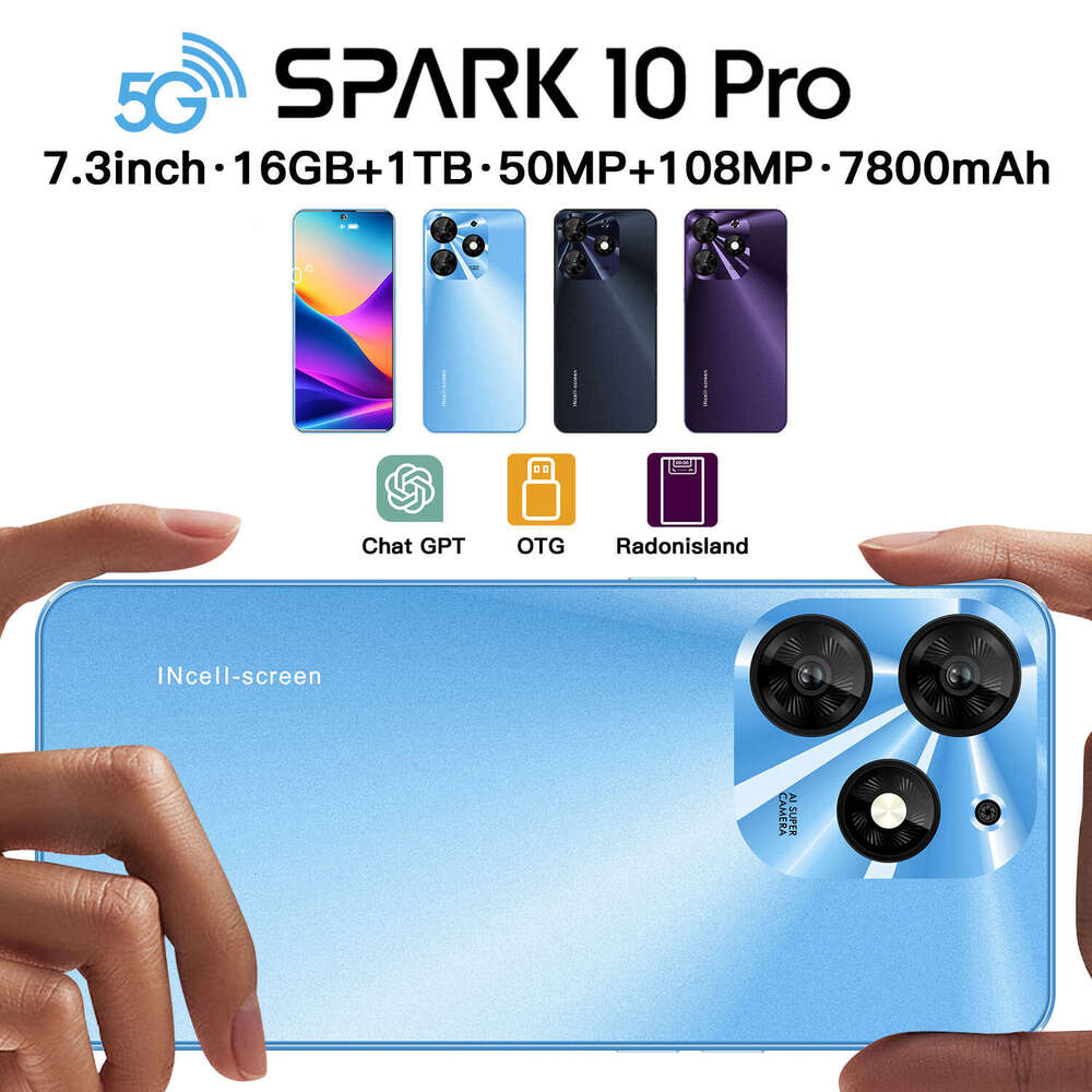 New Spark10 Pro Android True G Phone GB Side Fingerprint AI Smartphone