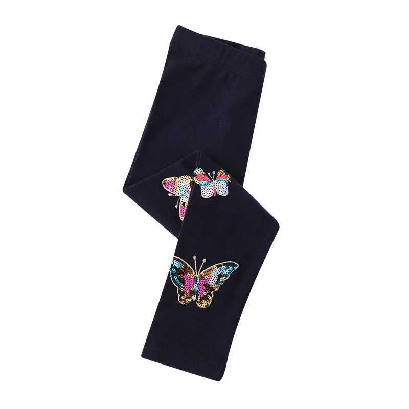 Little maven 2023 New Warm Leggings Clothes Child Girls Sequin Butterfly Leggings Autumn Basic Baby Girls Pants CottonT251024