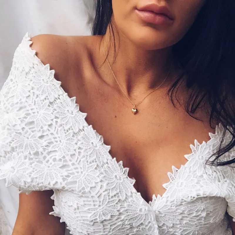 Fashion Necklaces 2022 Woman Stainl Steel Heart Pendant Necklaces Virgin Girls Jewelry Rose Gold Color Chain LinkXJ251024