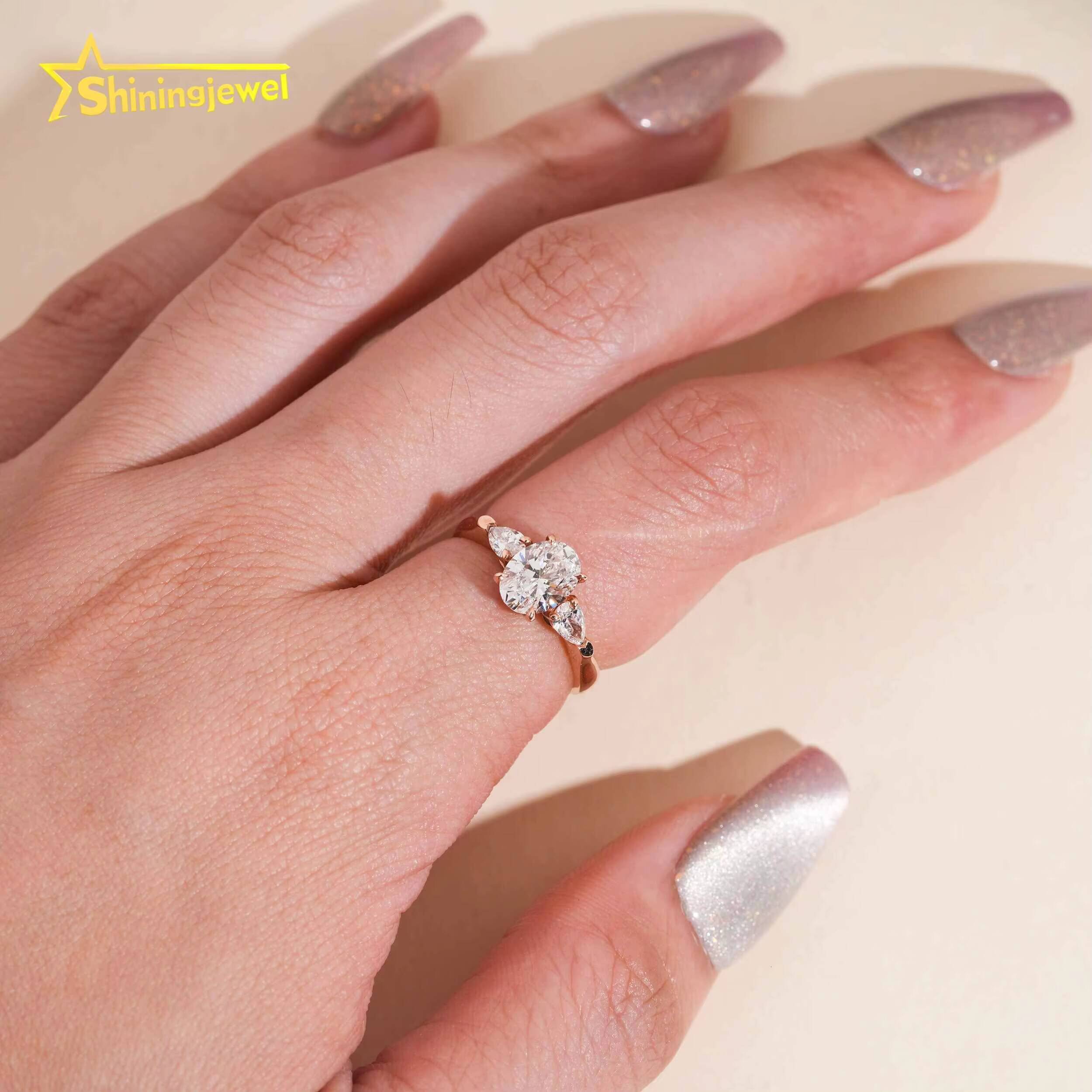 IGI Certificate Women Jewelry Diamond Engagement Ring Iced Out 10K Solid Gold Jewelry Oval Cut Lab Grown Diamond Wedding Rings