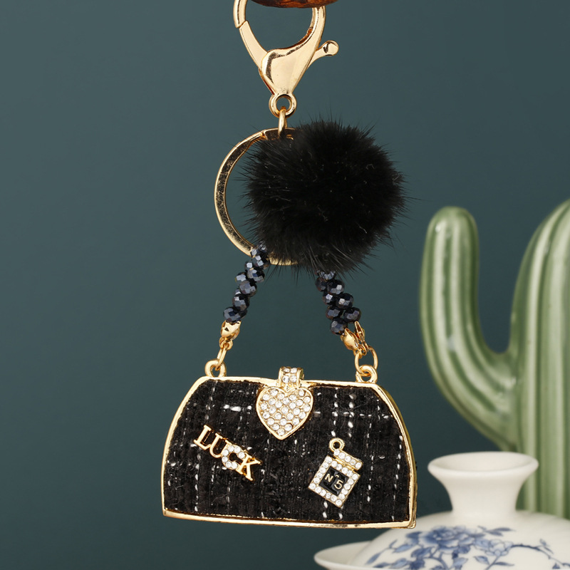 Lucky Wealth Creative designer Mink Fur Bag Keychain Cute Car & Bag Charm, Exquisite Key Chain (Wholesale)