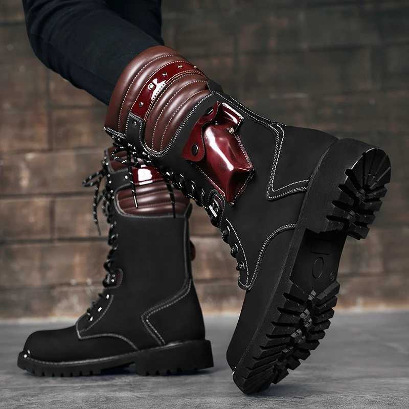 Hot selling Men high top Boots FAshion comfortable outdoor Boots Punk Style Motorcycle Boots WearResisting Trekking Shoes W251024