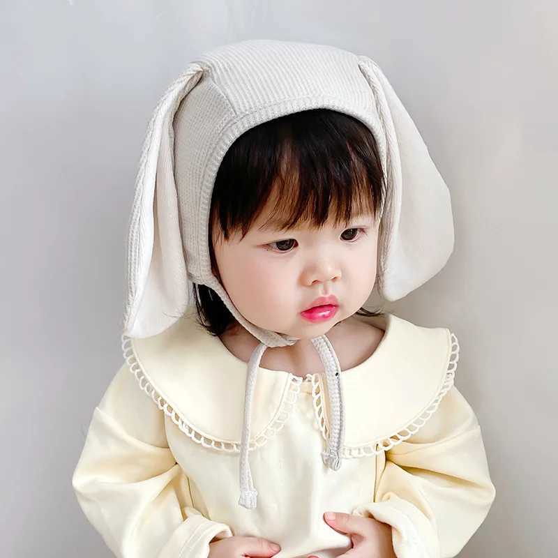 Long Eared Rabbit Baby Headgear Bonnet Winter Infant Ear Protection Hat Solid Cotton Warm Kids Pullover Cap 524M Toddler BeanieL251024