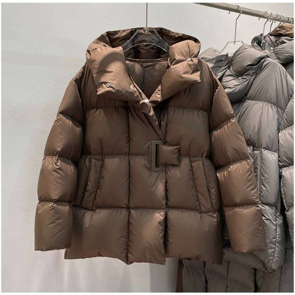Winter White Duck Down Jacket Women 2025 Fashion Female Thick Warm Fluffy Parkas Loose Oversized Puffer Coat Outwear Coats Designer Women