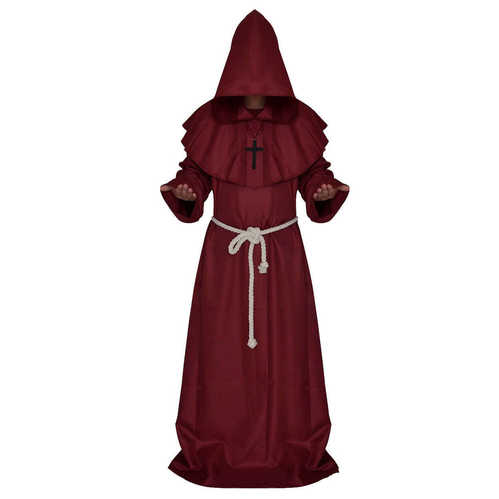 Medieval Monk Wizard Priest New Halloween Grim Reaper Robe Cosplay Role Play Costume