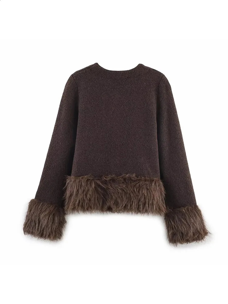 Women Autumn Fashion Splicing Jnitting Knitted Cardigan Retro Long Sleeve Chic SingleBreasted Coat Outerwear 251023